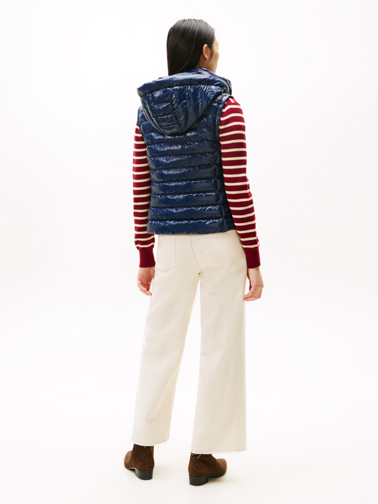 Blue Water Repellent Padded Packable Slim Gilet  Women