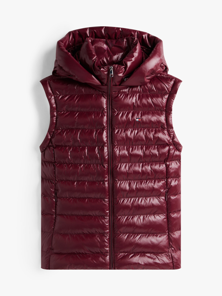 Red Water Repellent Padded Packable Slim Gilet  Women