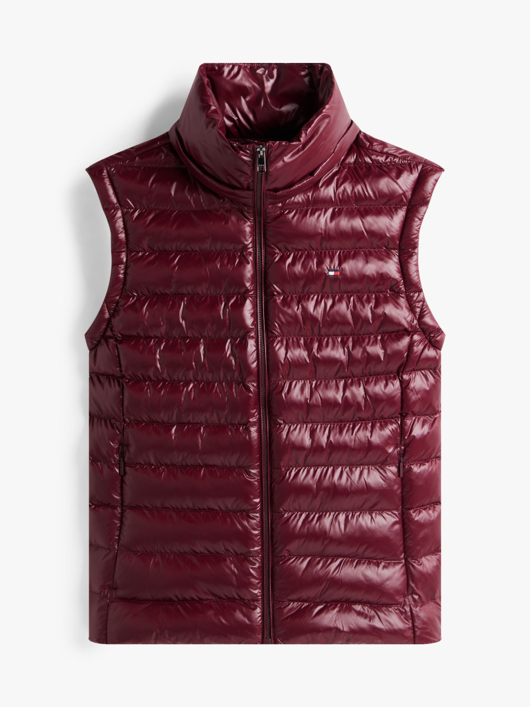 Red Water Repellent Padded Packable Slim Gilet  Women
