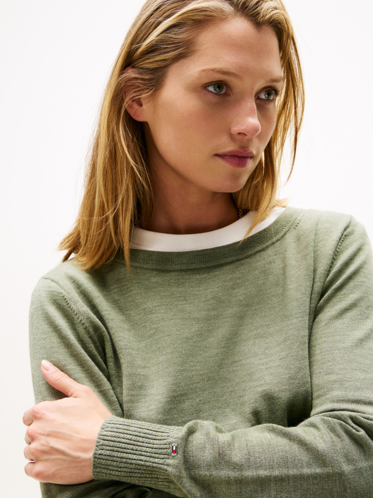 Green Boat Neck Pure Wool Jumper  Women
