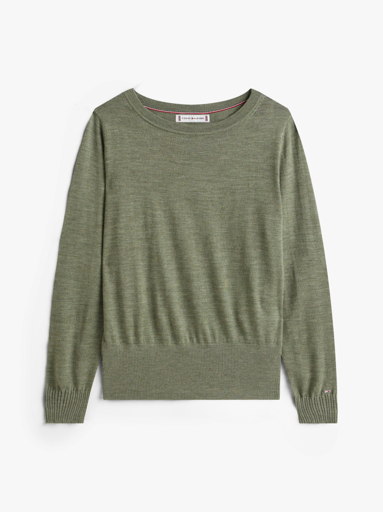 Green Boat Neck Pure Wool Jumper  Women
