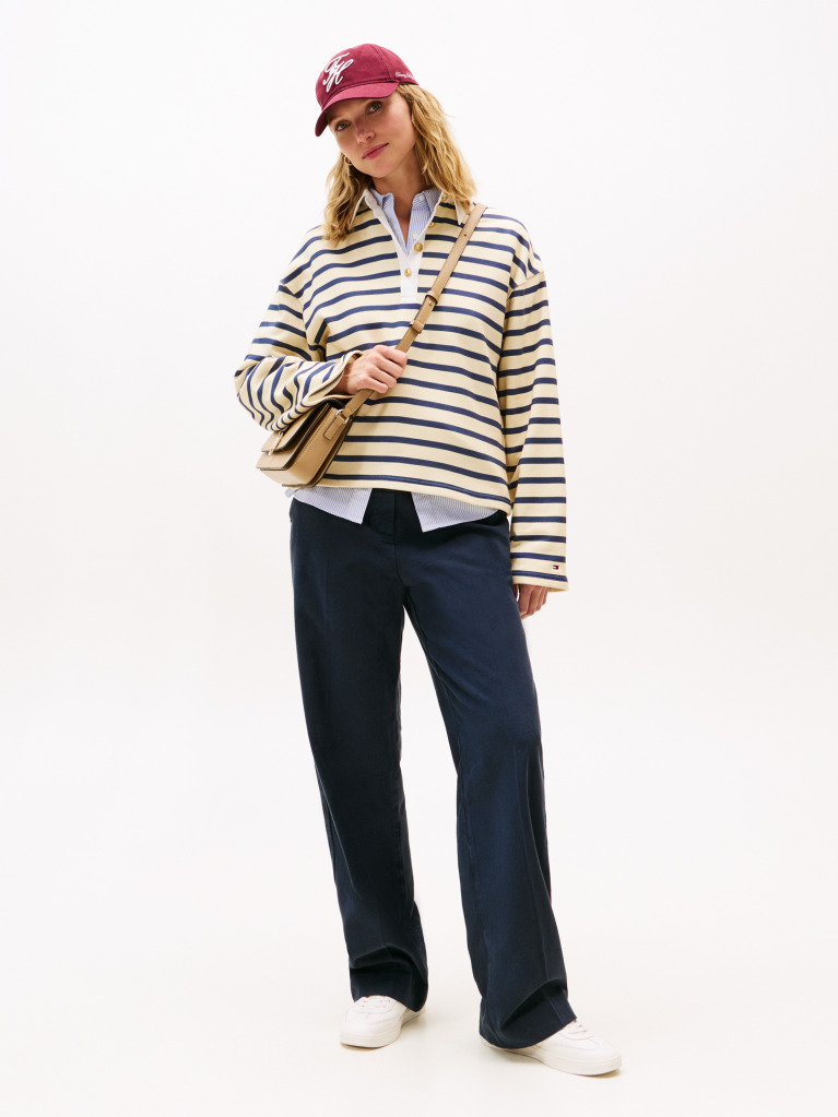 Multi Gold-Tone Button Relaxed Rugby Sweatshirt  Women