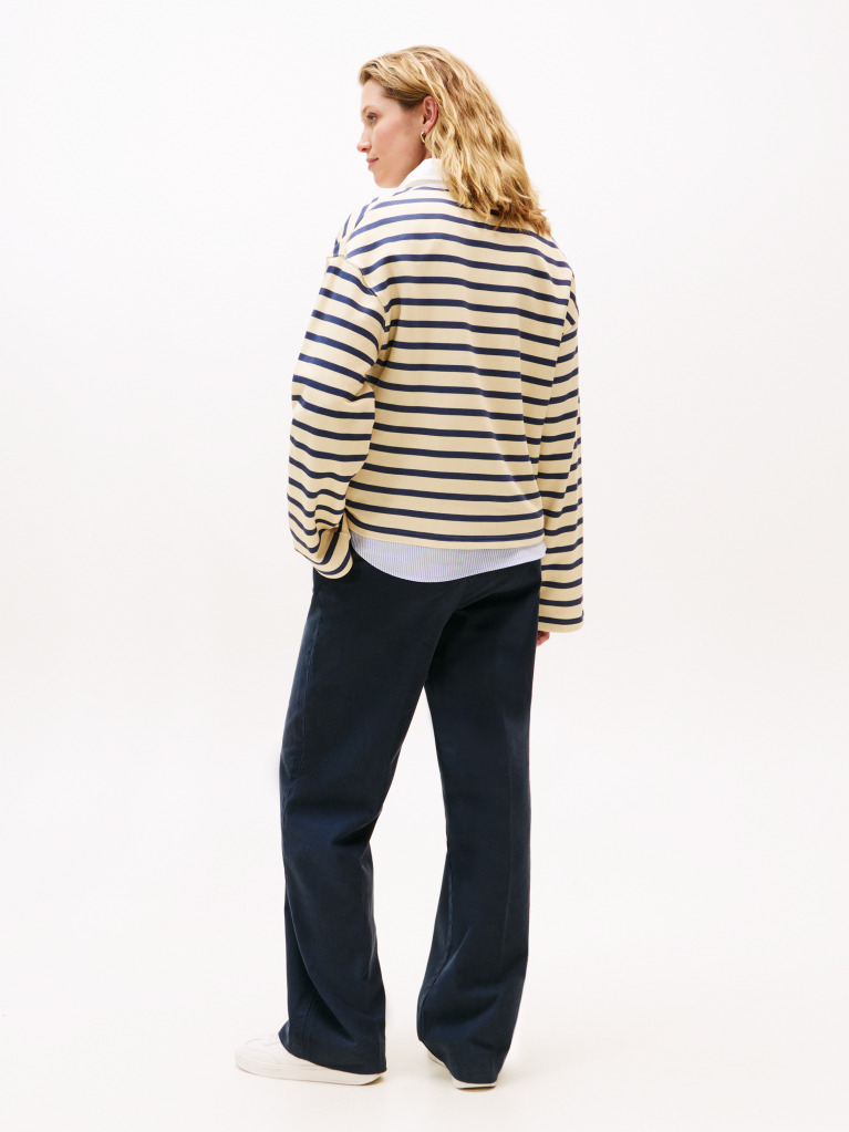 Multi Gold-Tone Button Relaxed Rugby Sweatshirt  Women