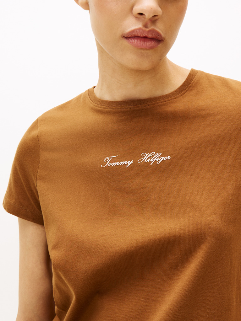 Khaki Textured Logo T-Shirt  Women