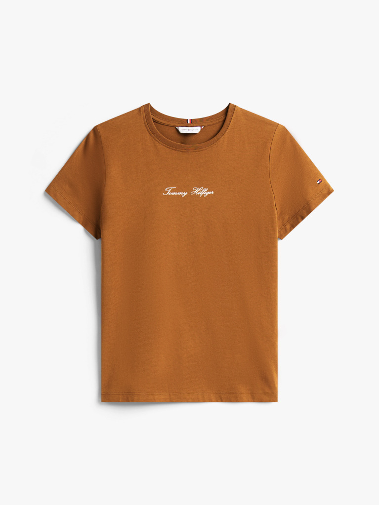 Khaki Textured Logo T-Shirt  Women