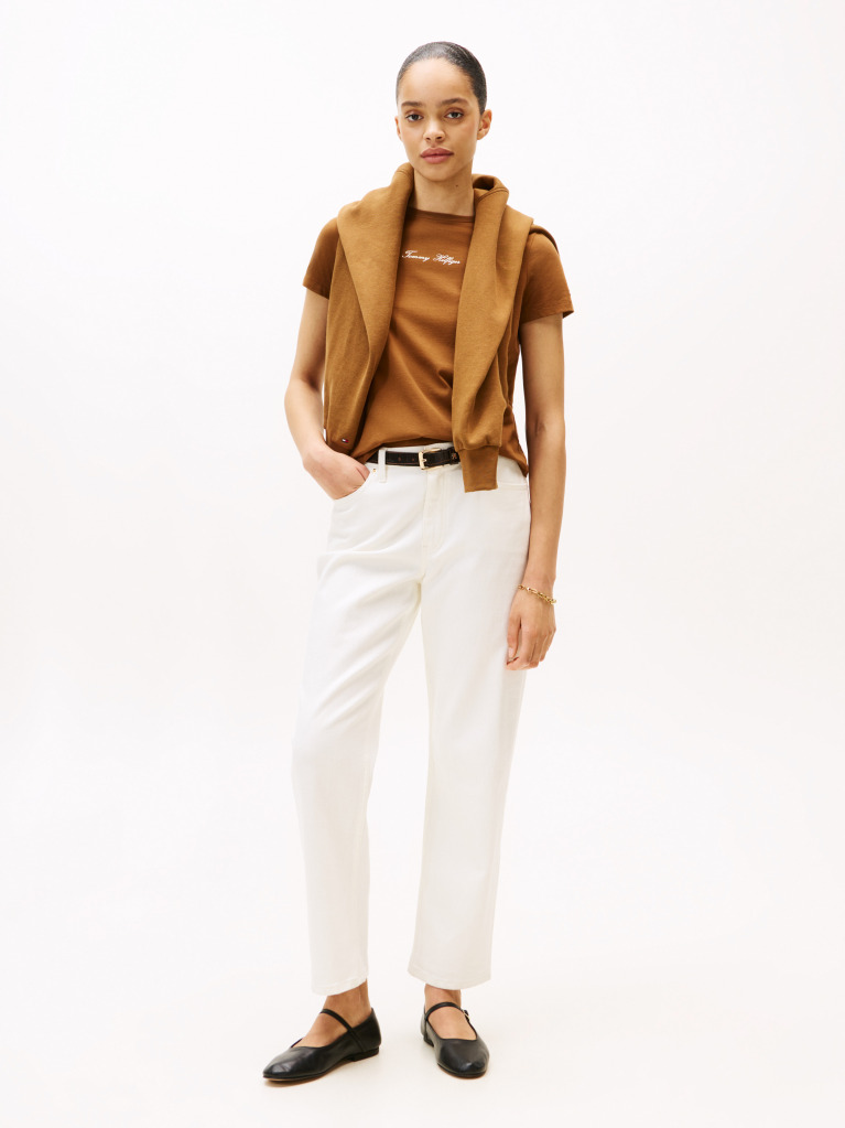 Khaki Textured Logo T-Shirt  Women