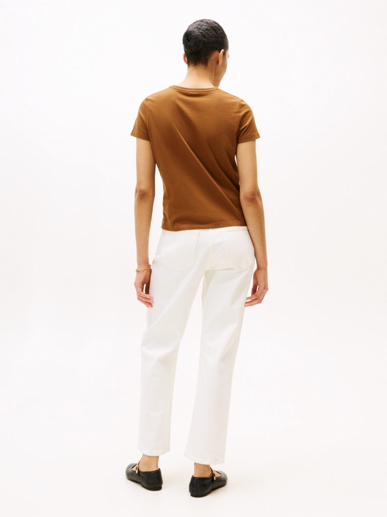 Khaki Textured Logo T-Shirt  Women