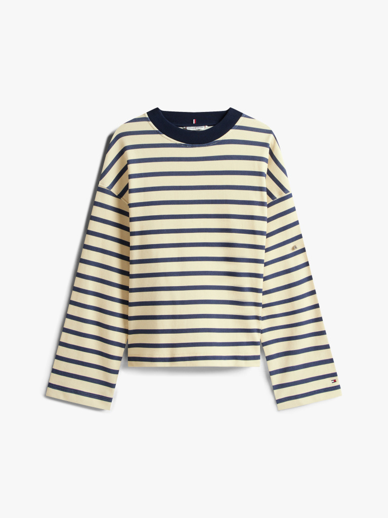 Multi Gold-Tone Button Stripe Sweatshirt  Women