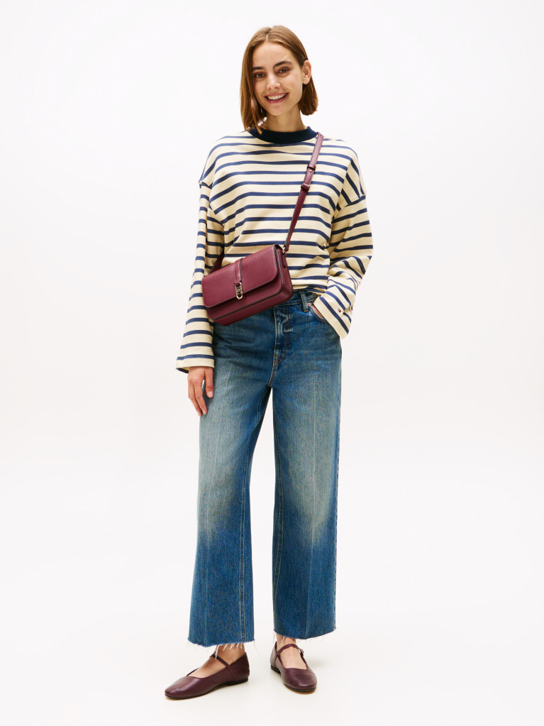 Multi Gold-Tone Button Stripe Sweatshirt  Women