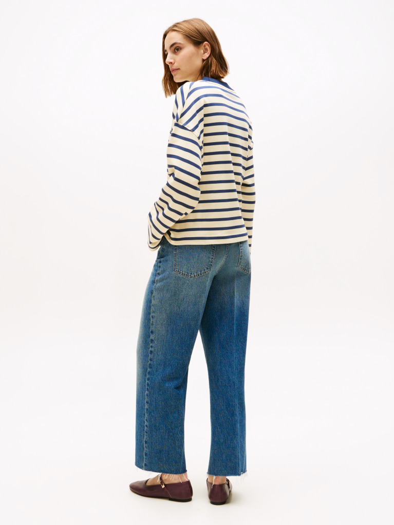 Multi Gold-Tone Button Stripe Sweatshirt  Women