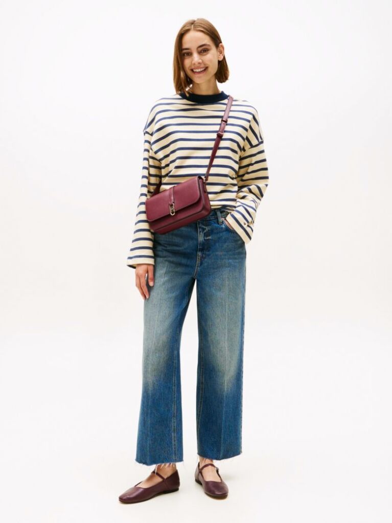 Multi Gold-Tone Button Stripe Sweatshirt  Women