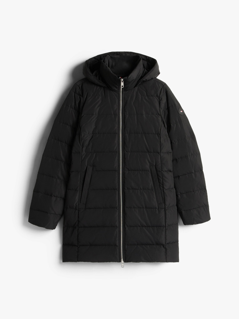 Black Faux Fur Hood Down Puffer Coat  Women