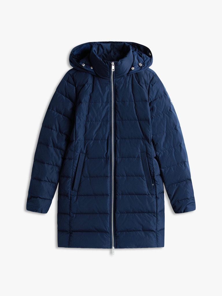 Blue Faux Fur Hood Down Puffer Coat  Women