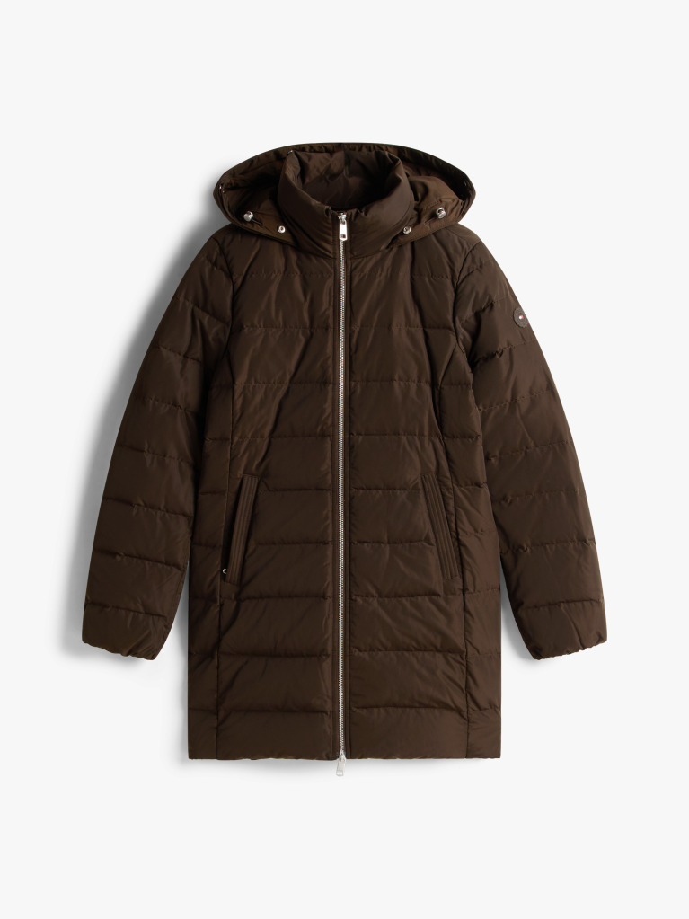 Brown Faux Fur Hood Down Puffer Coat  Women
