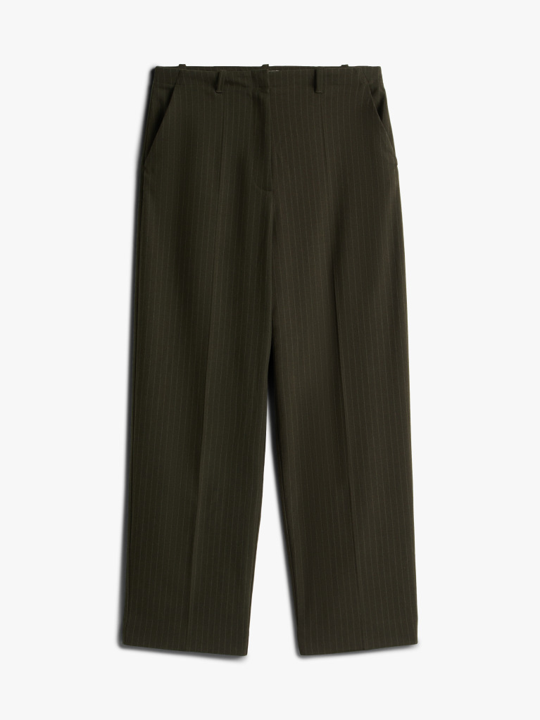 Green Pinstripe Oversized Straight Trousers  Women