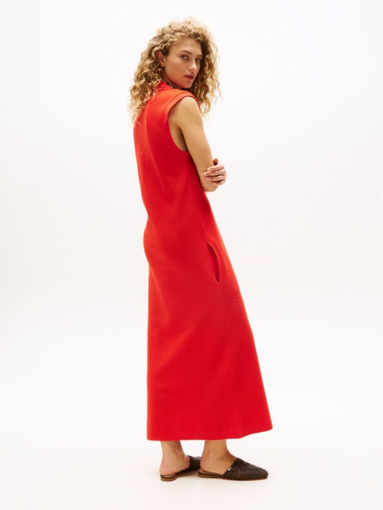 Κόκκινο The Runway Collection Midi Φόρεμα Πόλο Αμάνικο  Γυναίκες