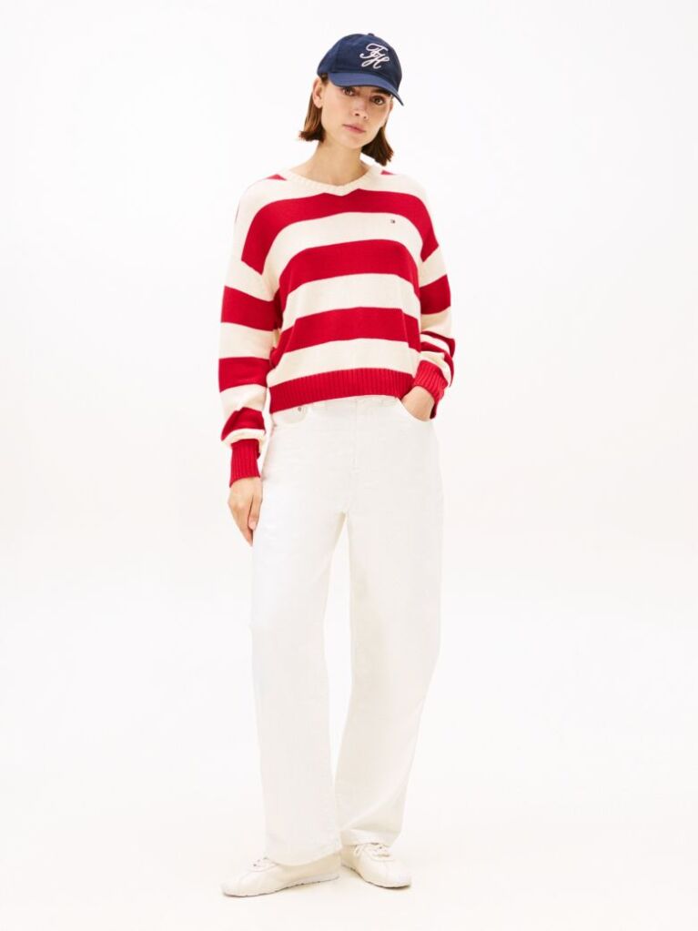 Multi Relaxed V-Neck Jumper With Cashmere  Women