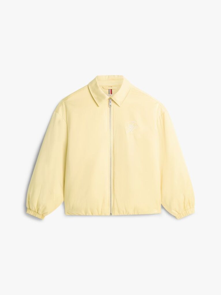 Yellow Water Repellent Satin Relaxed Padded Jacket  Women