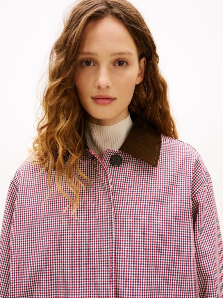 Multi Water Repellent Check Oversized 2-In-1 Coat  Women