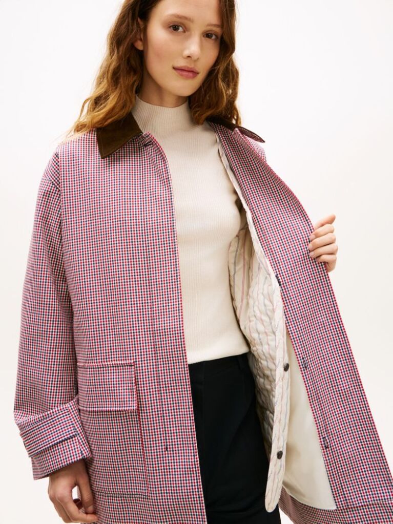 Multi Water Repellent Check Oversized 2-In-1 Coat  Women