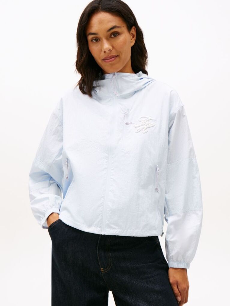 Blue Water Resistant Ripstop Hooded Jacket  Women