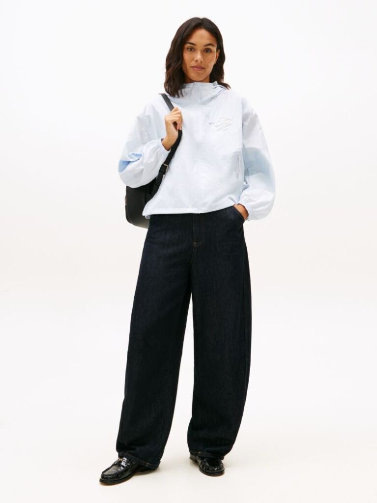 Blue Water Resistant Ripstop Hooded Jacket  Women