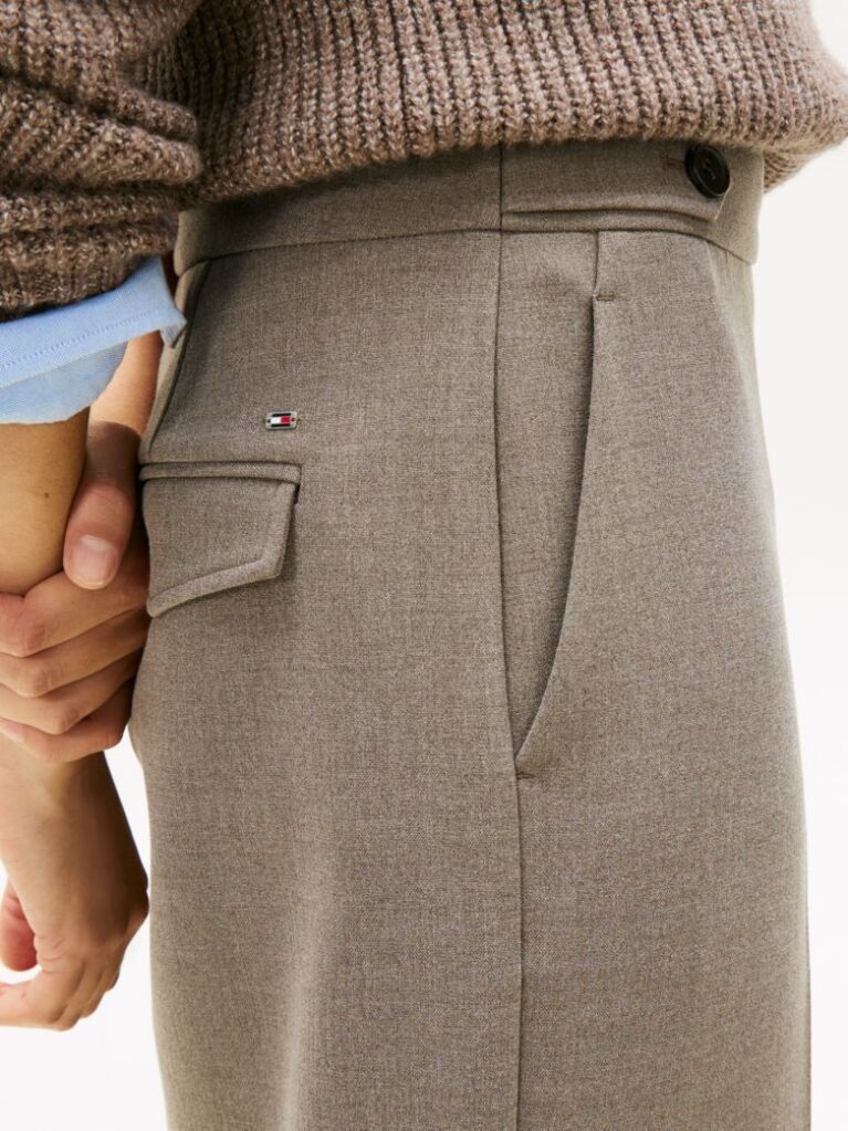 Brown Pressed Crease Straight Leg Trousers  Women
