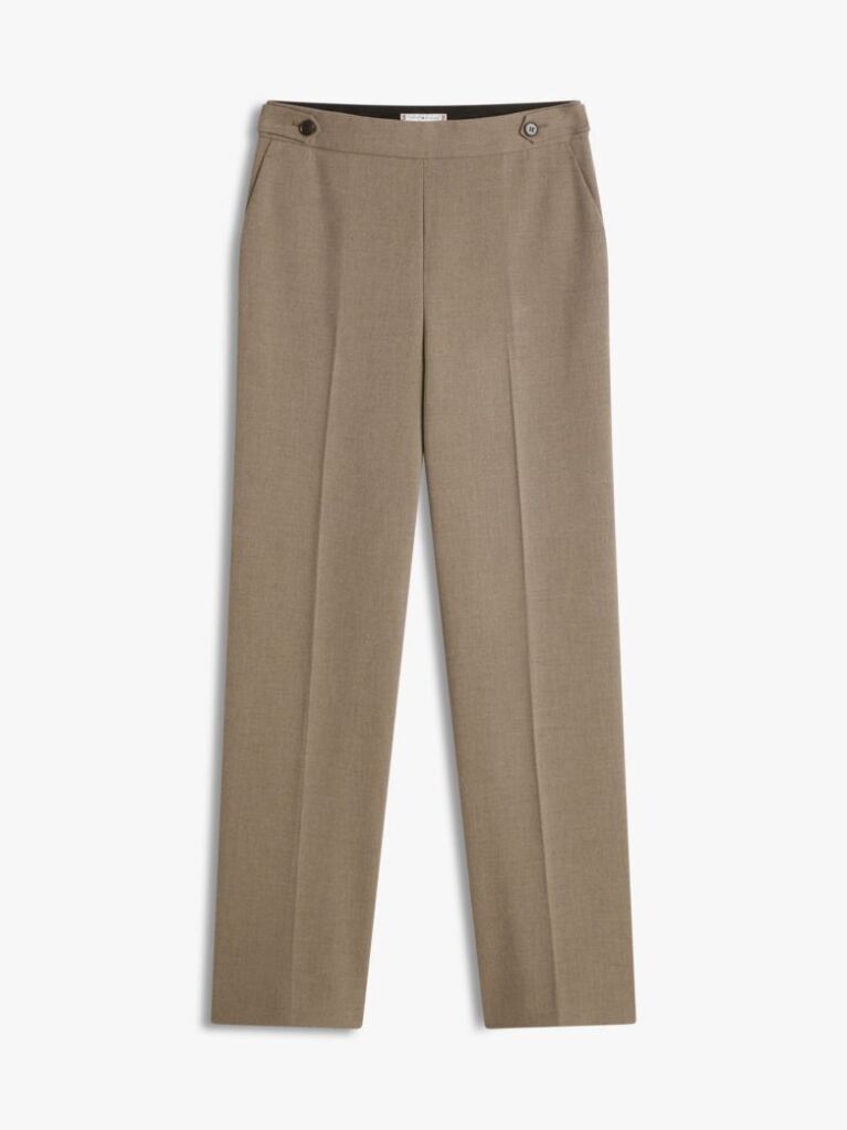 Brown Pressed Crease Straight Leg Trousers  Women