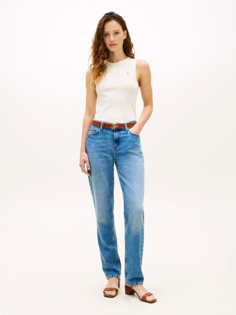 Beige Slim Crew Neck Tank Top  Women