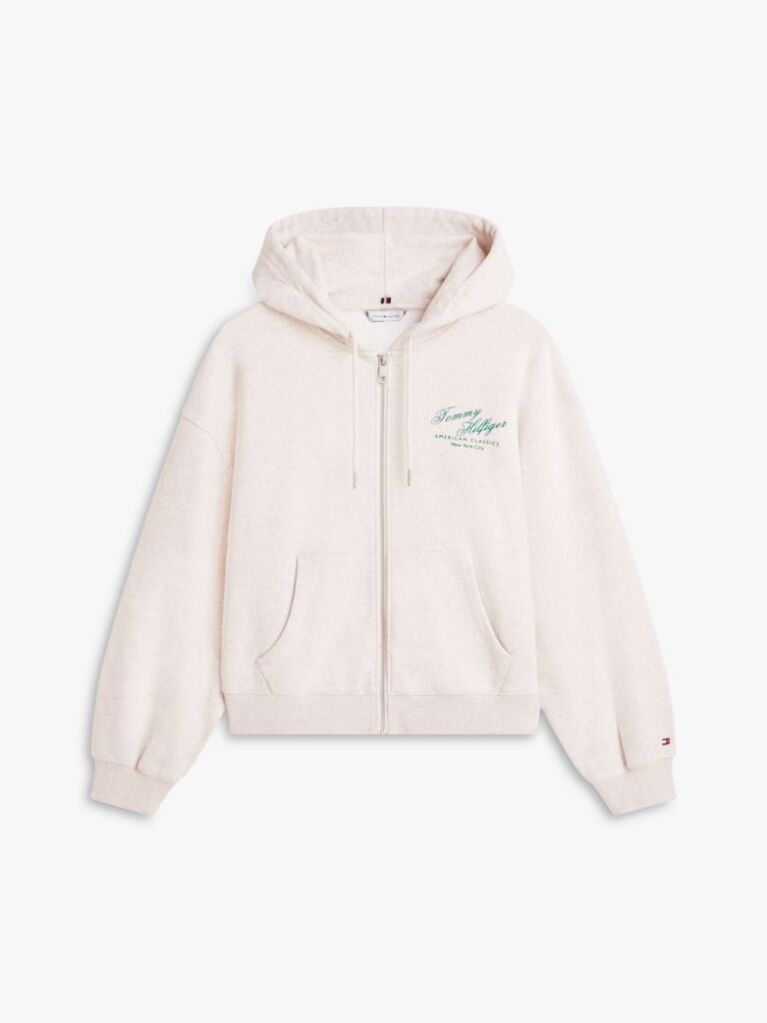 Beige Terry Relaxed Zip-Thru Hoody  Women