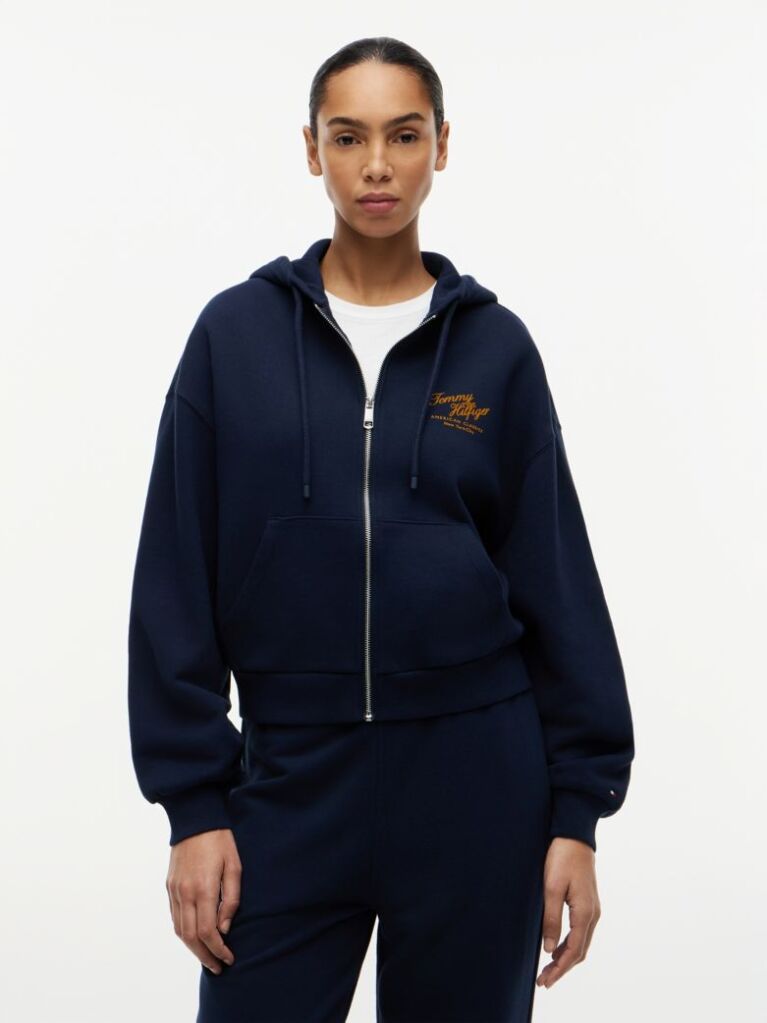 Blue Terry Relaxed Zip-Thru Hoody  Women