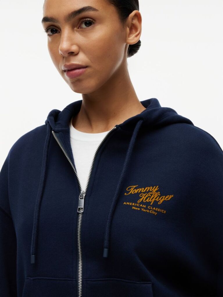 Blue Terry Relaxed Zip-Thru Hoody  Women