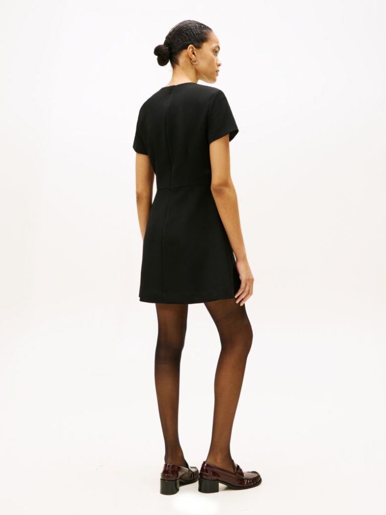 Black Button Pocket Mini Shift Dress  Women