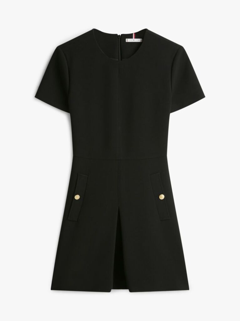 Black Button Pocket Mini Shift Dress  Women