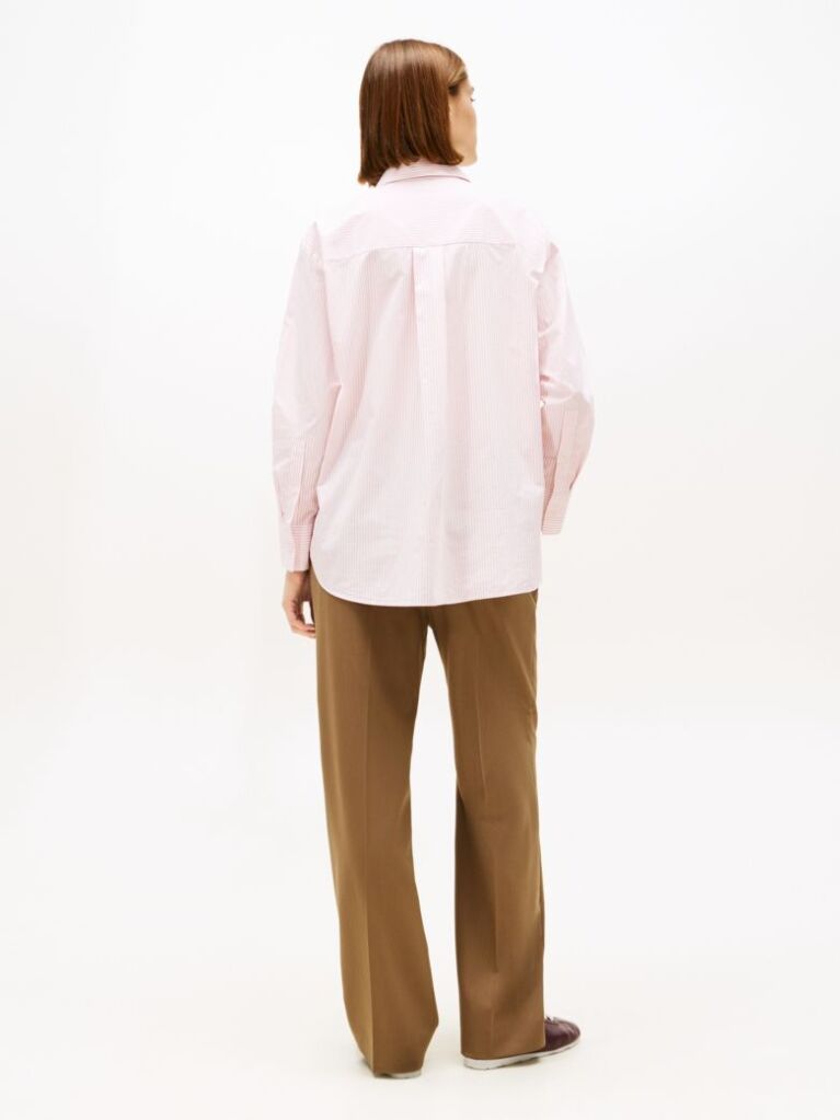 Pink Oversized Fit Logo Embroidery Shirt  Women