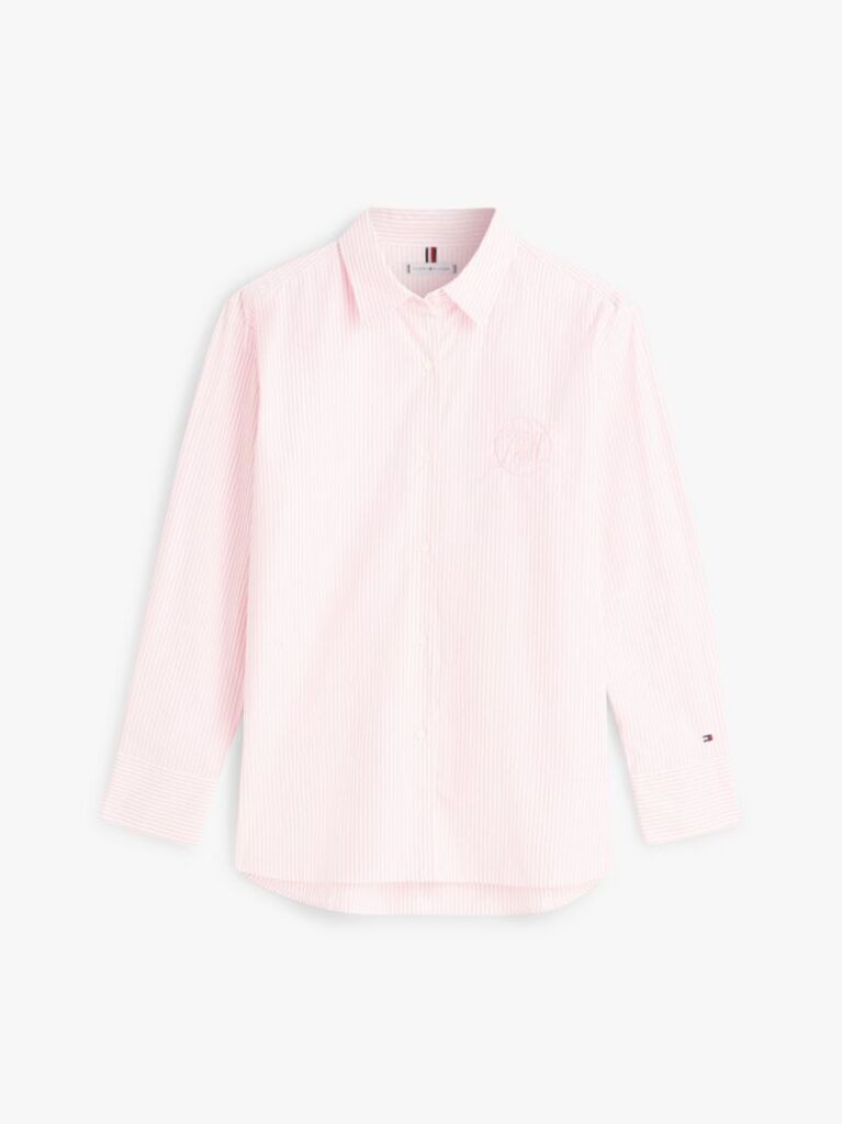 Pink Oversized Fit Logo Embroidery Shirt  Women