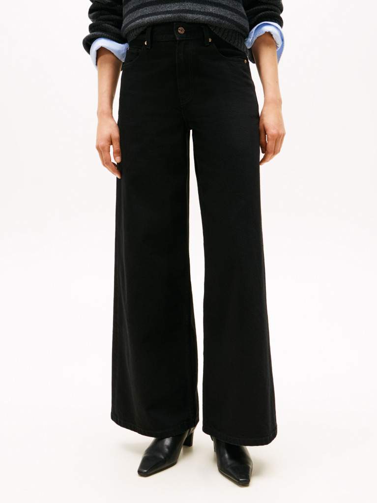 Black 70s High Rise Wide Leg Black Jeans  Women