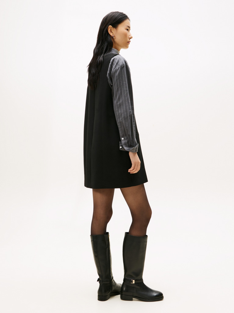 Black V-Neck Mini Shift Dress  Women