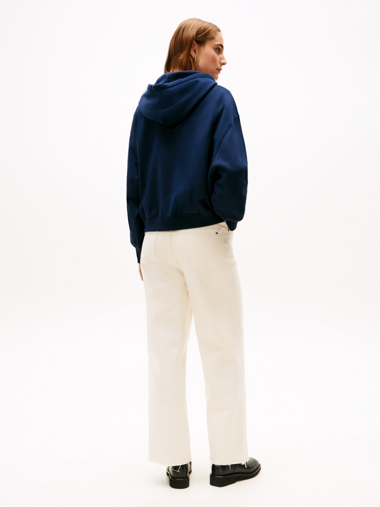 Blue Classic Script Terry Hoodie  Women