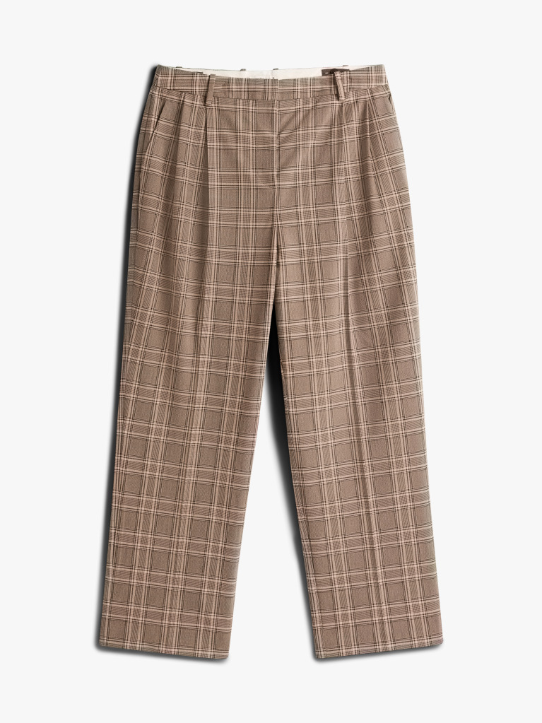 Multi Check Relaxed Straight Leg Trousers  Women