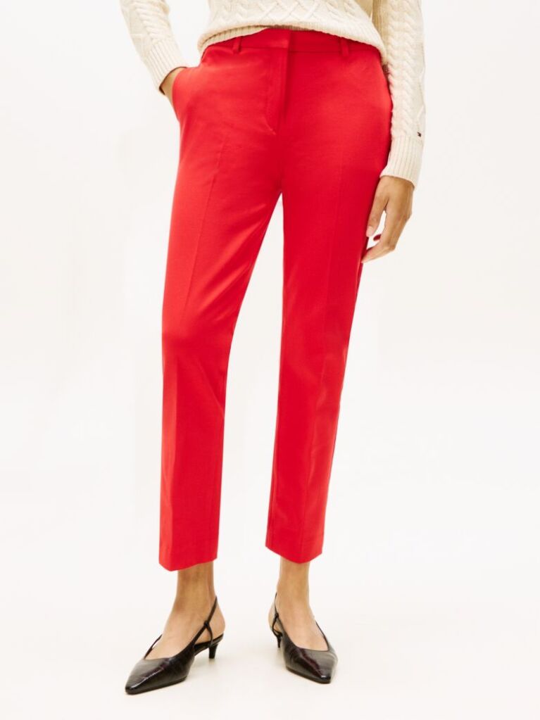 Red Gabardine Slim Trousers  Women