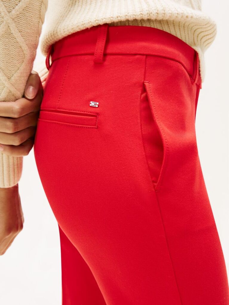 Red Gabardine Slim Trousers  Women