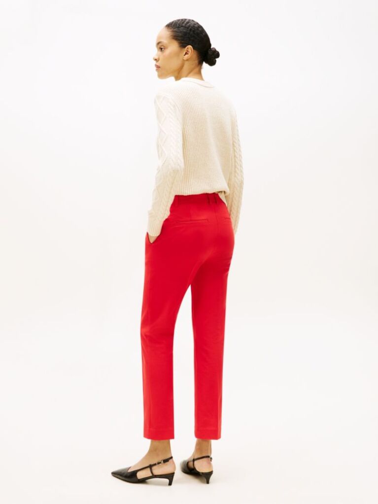 Red Gabardine Slim Trousers  Women