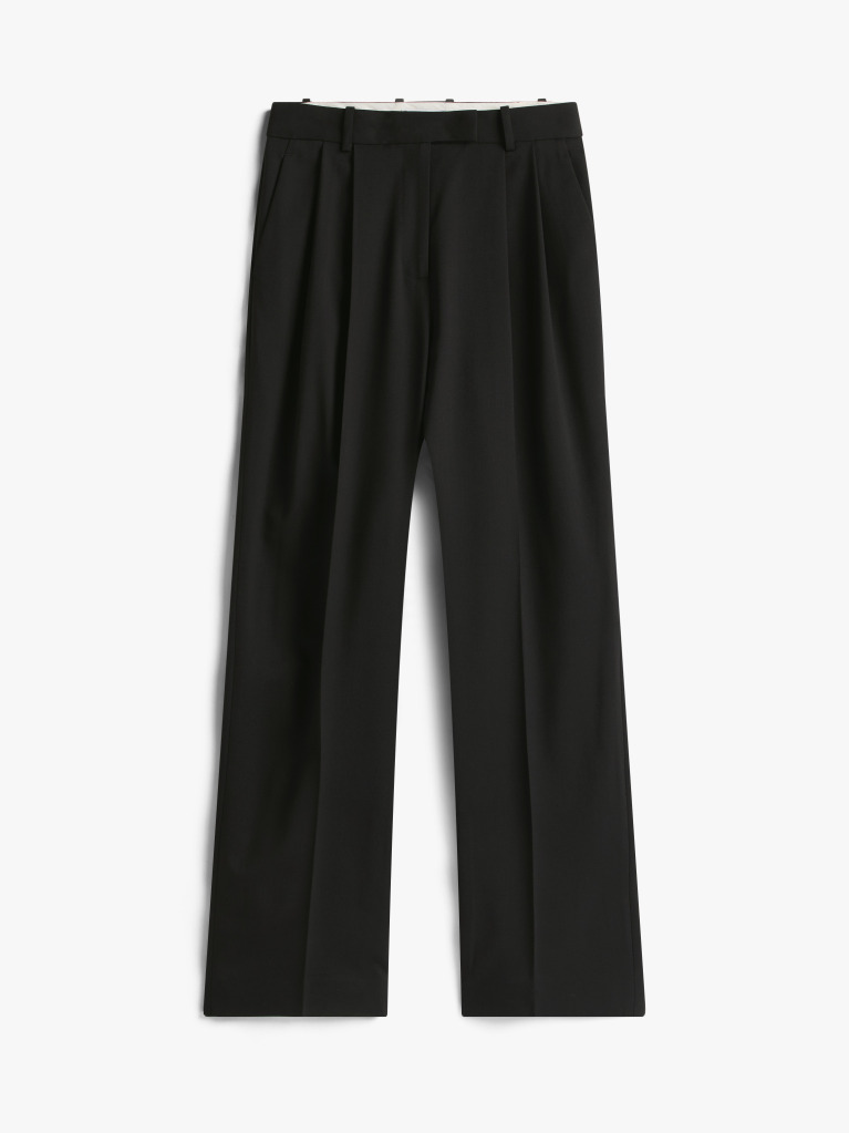 Black Timeless Wool Straight Leg Trousers  Women