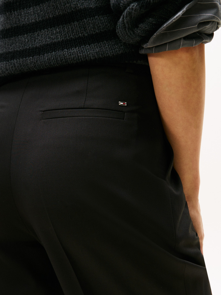 Black Timeless Wool Straight Leg Trousers  Women