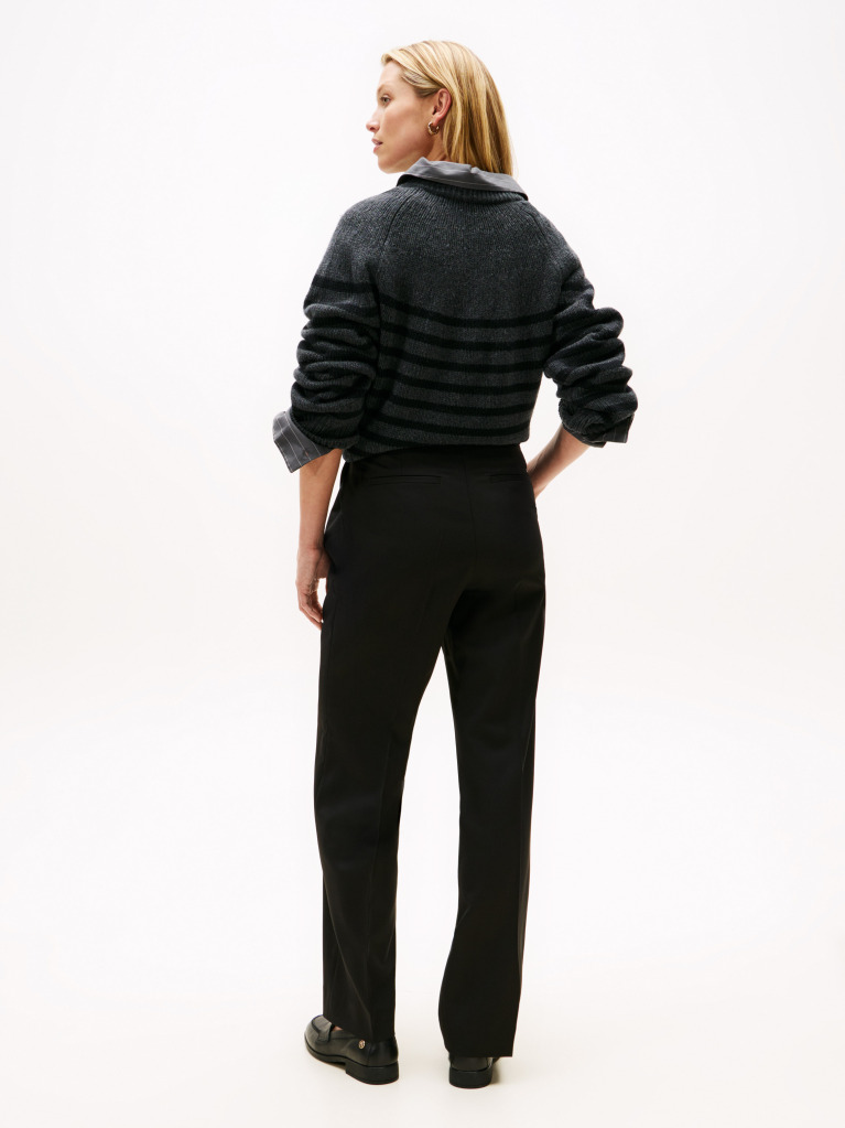 Black Timeless Wool Straight Leg Trousers  Women