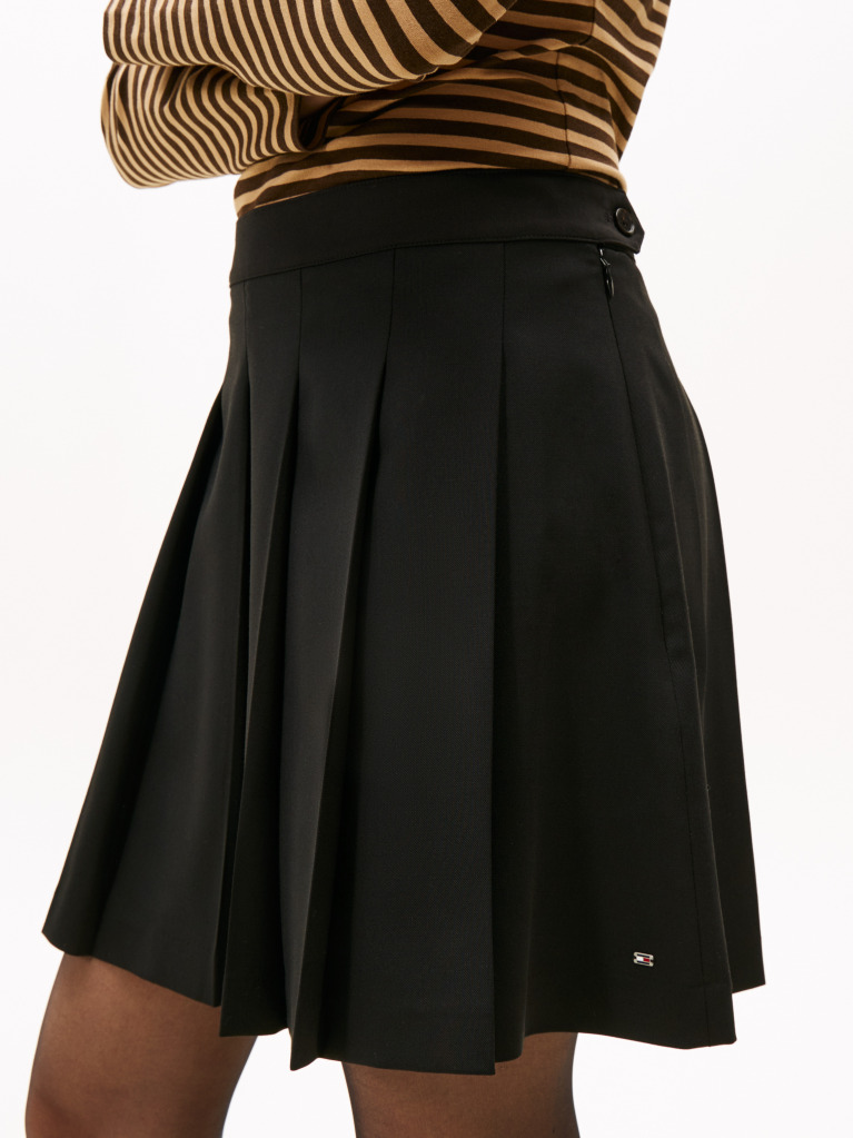 Black Timeless Wool Blend Pleated Mini Skirt  Women