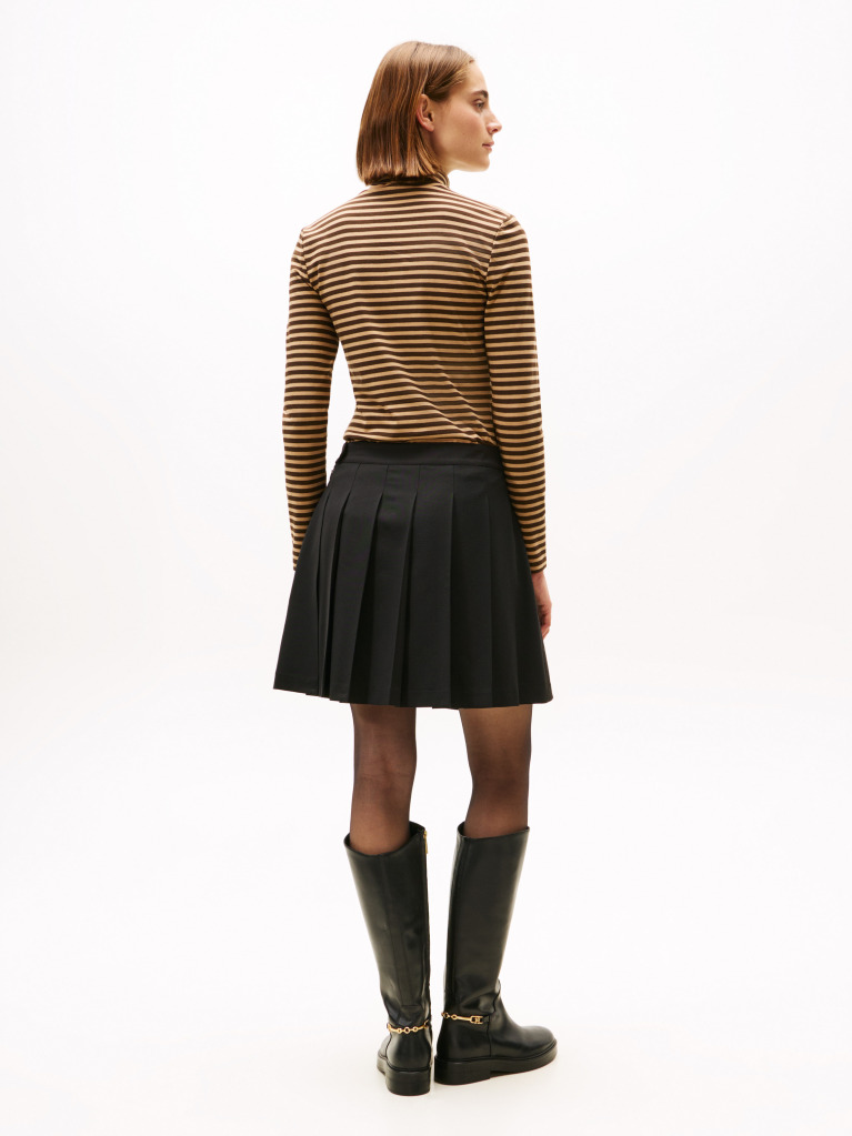 Black Timeless Wool Blend Pleated Mini Skirt  Women