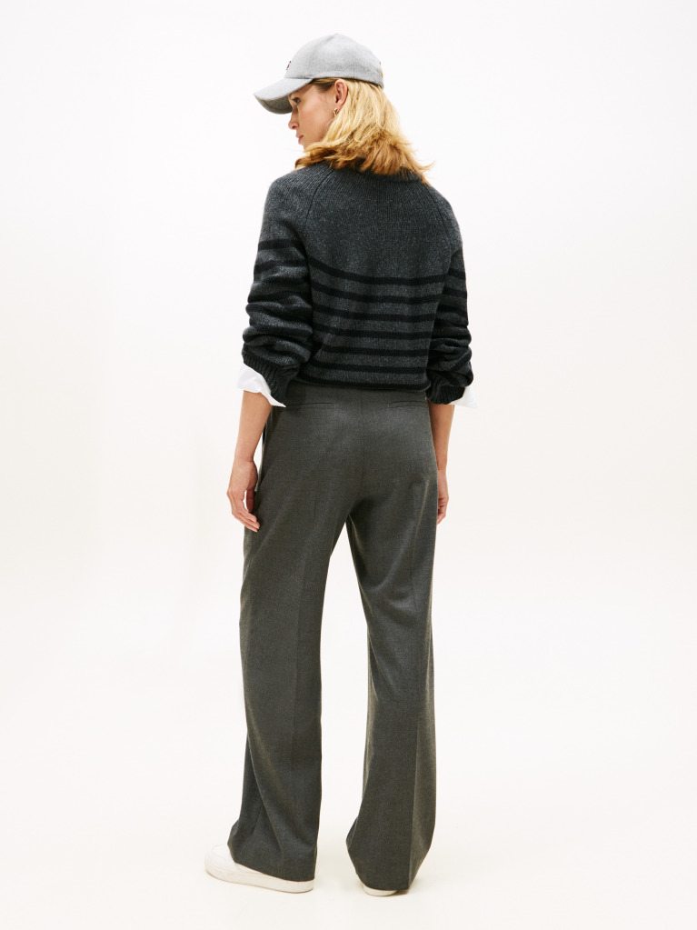 Grey Relaxed Straight Leg Flannel Trousers  Women