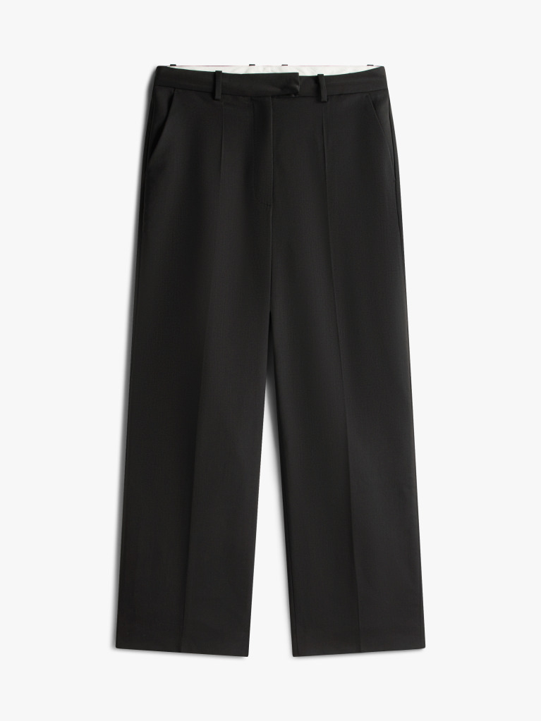 Black Timeless Wool Blend Loose Straight Leg Trousers  Women